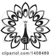 Clipart Of A Black And White Peacock Royalty Free Vector Illustration