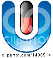 Clipart Of A Pill Tablet In A Letter U Royalty Free Vector Illustration
