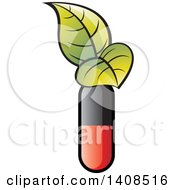 Poster, Art Print Of Pill Tablet With Leaves