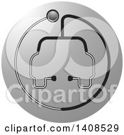 Poster, Art Print Of Stethoscope Forming The Shape Of A Car Or Ambulance Over A Gray Circle