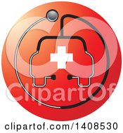 Poster, Art Print Of Stethoscope Forming The Shape Of A Car Or Ambulance With A Cross Over A Red Circle