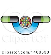 Clipart Of A Colorful Globe With Pills And A Blue U Royalty Free Vector Illustration