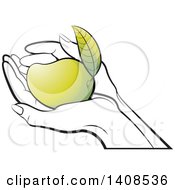 Clipart Of A Hand Holding A Mango Royalty Free Vector Illustration