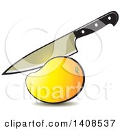 Poster, Art Print Of Knife Cutting A Mango