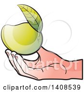 Clipart Of A Hand Holding A Mango Royalty Free Vector Illustration