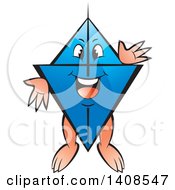 Clipart Of A Cartoon Happy Blue Kite Character Royalty Free Vector Illustration by Lal Perera