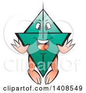 Clipart Of A Cartoon Happy Teal Kite Character Royalty Free Vector Illustration by Lal Perera