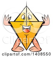 Clipart Of A Cartoon Happy Yellow Kite Character Royalty Free Vector Illustration by Lal Perera