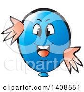 Poster, Art Print Of Cartoon Happy Blue Party Balloon Character