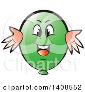Cartoon Happy Green Party Balloon Character