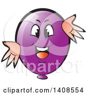 Cartoon Happy Purple Party Balloon Character