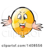 Clipart Of A Cartoon Happy Yellow Party Balloon Character Royalty Free Vector Illustration