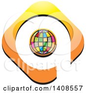 Poster, Art Print Of Colorful Globe Outlined In Orange With Space As A Q