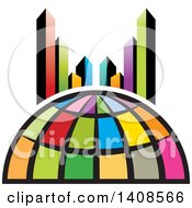 Poster, Art Print Of Colorful Globe And City Skyscrapers