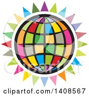 Clipart Of A Colorful Globe And Burst Royalty Free Vector Illustration by Lal Perera