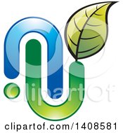 Clipart Of A N U And Leaf Design Royalty Free Vector Illustration