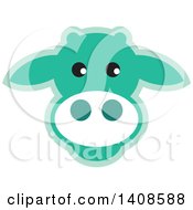 Poster, Art Print Of Happy Light Green Cow Face