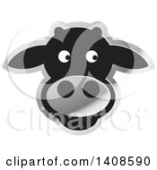 Poster, Art Print Of Happy Silver And Black Cow Face