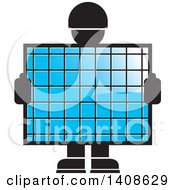 Poster, Art Print Of Silhouetted Worker Man Holding A Blue Screen