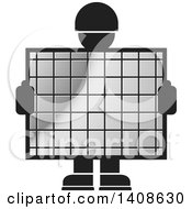 Poster, Art Print Of Silhouetted Worker Man Holding A Silver Screen