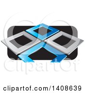 Poster, Art Print Of Abstract Silver And Blue Frames Over Black