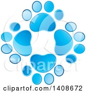 Clipart Of A Circle Made Of Gradient Blue Paw Prints Royalty Free Vector Illustration by Lal Perera