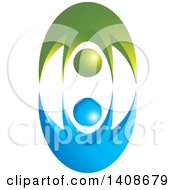 Clipart Of Blue And Green People Royalty Free Vector Illustration