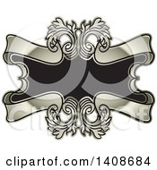 Poster, Art Print Of Crest Design With Floral Swirls And Banners