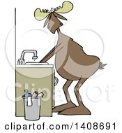 Cartoon Moose Washing His Hands