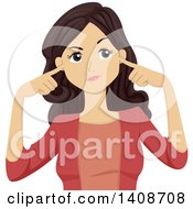 Clipart Of A Brunette Caucasian Girl Plugging Her Ears Royalty Free Vector Illustration