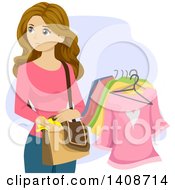Poster, Art Print Of Kleptomaniac Caucasian Teen Girl Stealing Clothes