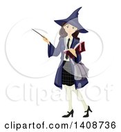 Poster, Art Print Of Caucasian Teenage Girl Student In A Witch Costume