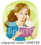 Poster, Art Print Of Caucasian Teen Girl Crying And Reading A Book
