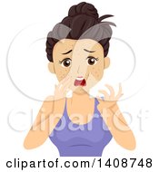 Poster, Art Print Of Horrified Caucasian Teen Girl Breaking Out With Pimples
