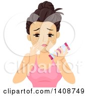 Clipart Of A Caucasian Teen Girl Applying Cream To Pimples Royalty Free Vector Illustration