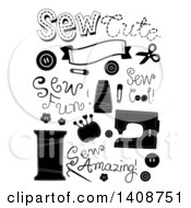 Poster, Art Print Of Black And White Sewing Items