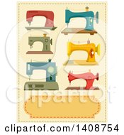 Clipart Of Vintage And Modern Sewing Machines Royalty Free Vector Illustration