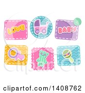 Clipart Of Baby Themed Patches Royalty Free Vector Illustration
