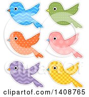 Clipart Of Patterned Bird Cloth Designs Royalty Free Vector Illustration