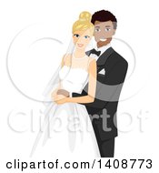 Clipart Of A Happy Interracial Wedding Couple Royalty Free Vector Illustration