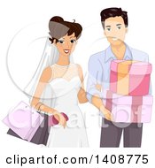 Poster, Art Print Of Happy Wedding Couple Shopping