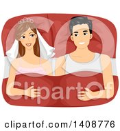 Clipart Of A Newlywed Couple In Bed On Their Honeymoon Royalty Free Vector Illustration