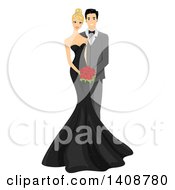 Poster, Art Print Of Wedding Couple With The Bride In A Black Wedding Gown