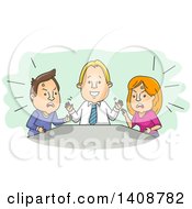 Cartoon Counselor Helping A Married Couple Through A Fight