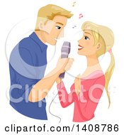 Poster, Art Print Of Caucasian Couple Singing Together