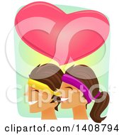Poster, Art Print Of Happy Couple Working Out Together Under A Big Heart