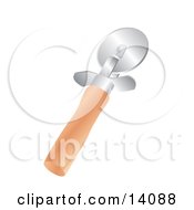 Pizza Slicer With A Wooden Handle Food Clipart Illustration