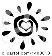 Clipart Of A Black And White Spiral Heart Summer Time Sun Royalty Free Vector Illustration