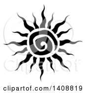 Clipart Of A Black And White Spiral Summer Time Sun Royalty Free Vector Illustration