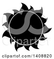 Clipart Of A Black And White Summer Time Sun Royalty Free Vector Illustration